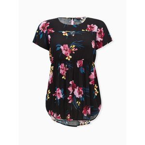 NWT Torrid 00 Floral Babydoll Gauze Keyhole Front Tunic Top M 10